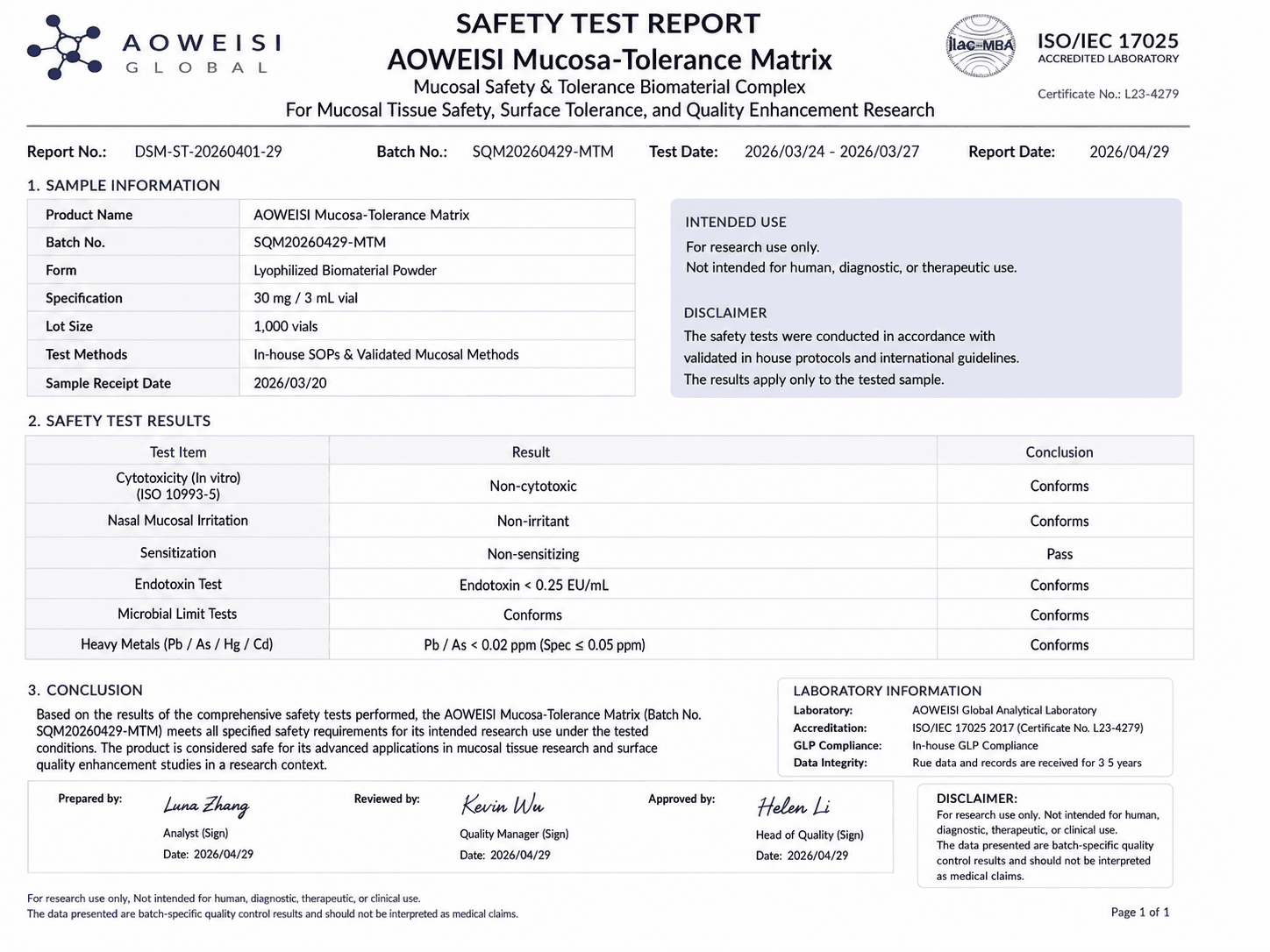 AOWEISI AIR safety report